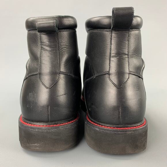 BALLY Charli Size 11 Black Contrast Stitch Leather Fur Ankle Hiking Boots main image 3